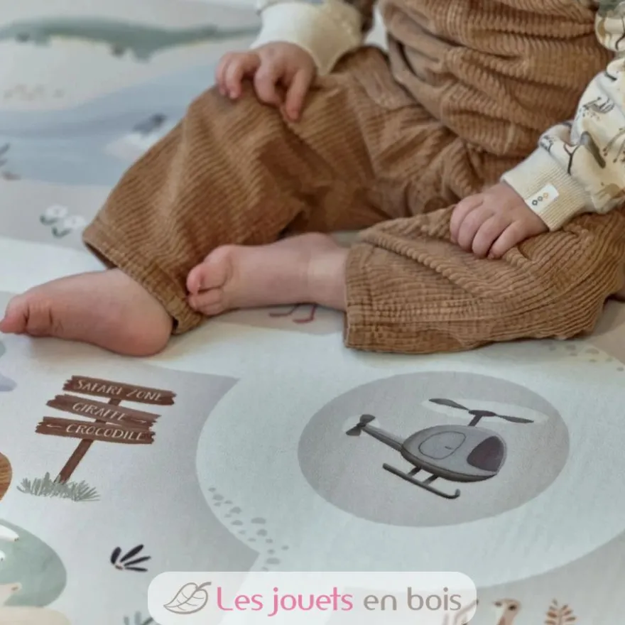 Tapis de jeu pour voiture Safari Friends beige - Little Dutch