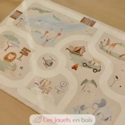 Tapis de jeu pour voiture Safari Friends beige - Little Dutch