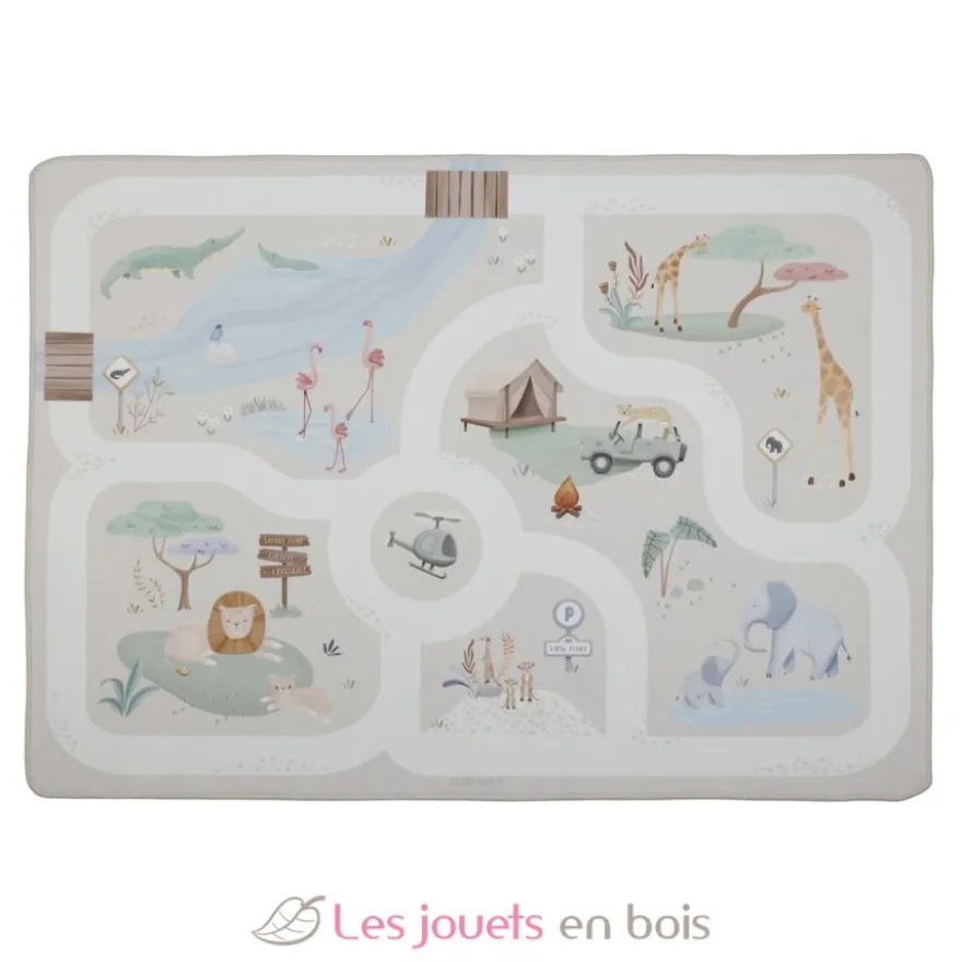Tapis de jeu pour voiture Safari Friends beige - Little Dutch