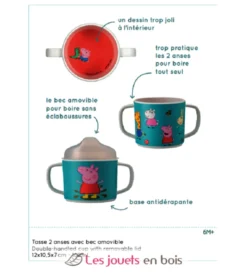 Tasse deux anses avec bec amovible Elmer bleu - Petit Jour