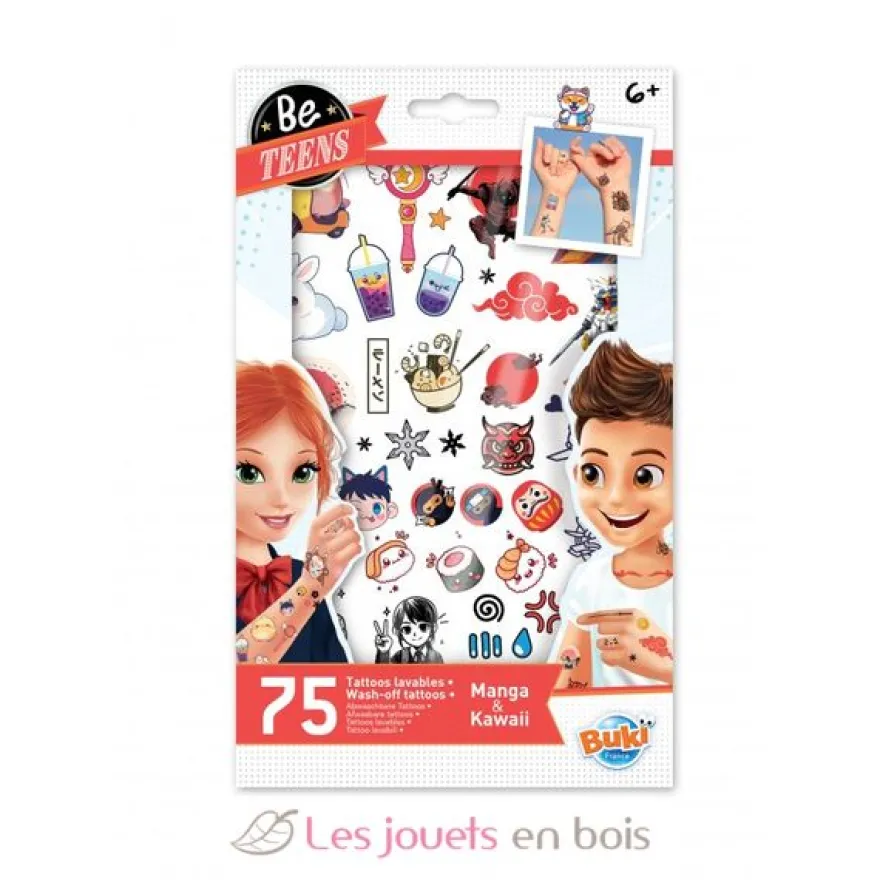 75 Tattoos lavables Manga Kawaï - Buki France