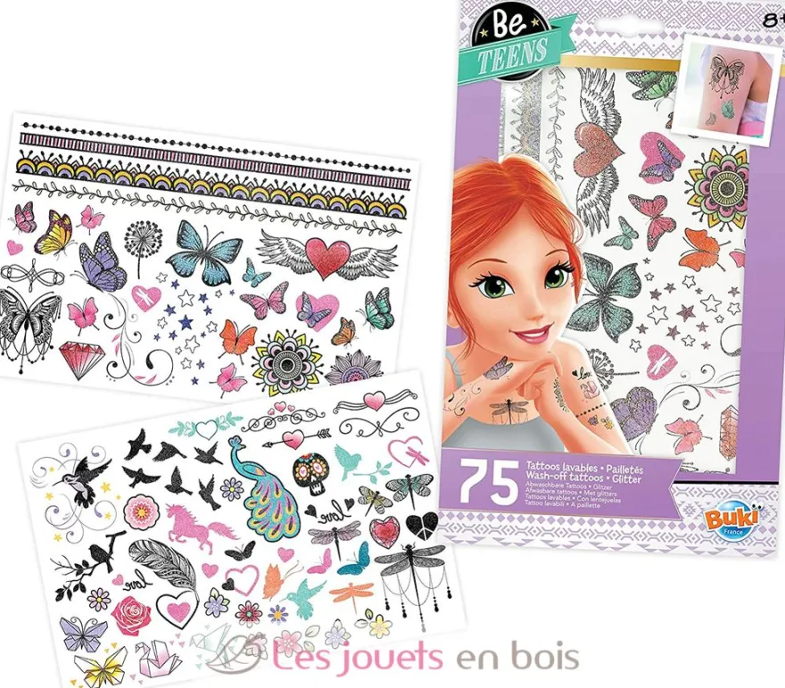 75 Tattoos lavables Paillettes - Buki France
