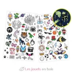 75 Tattoos lavables phosphorescents - Buki France