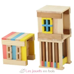 Tecap Multicolor 200 pièces - Planchettes de construction en bois - Jeujura