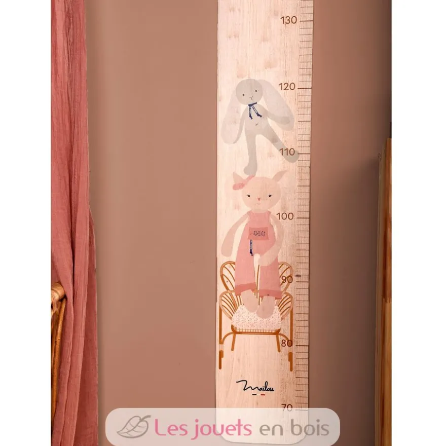 Toise en bois Souris rose - Fabrication française - Maïlou Tradition