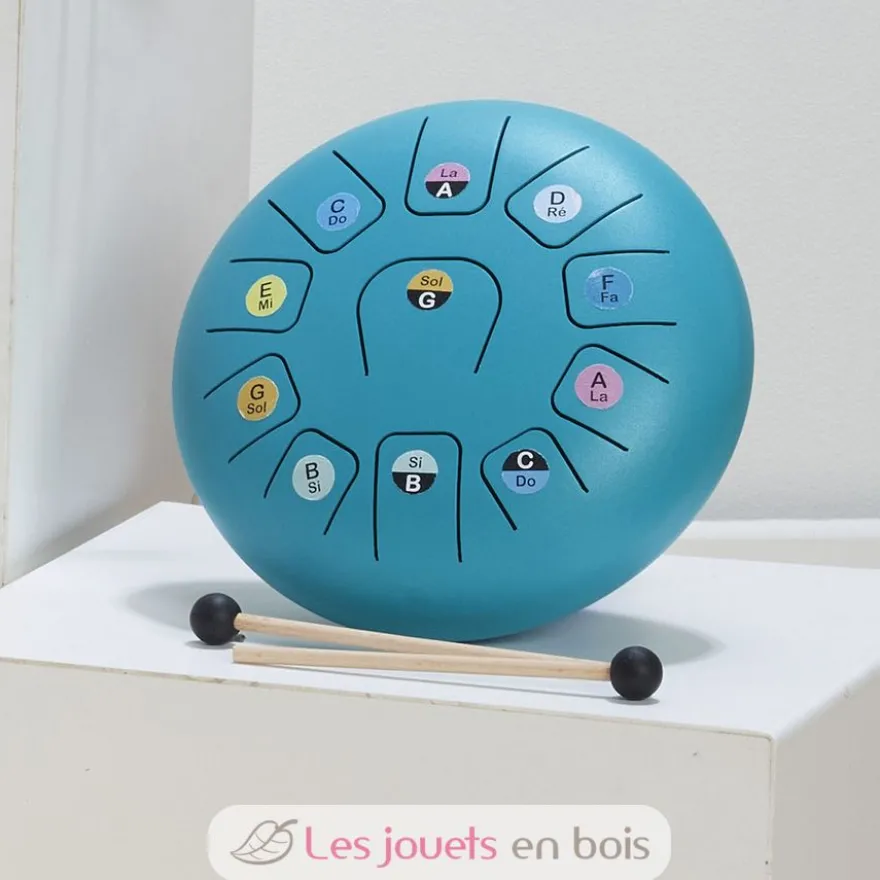 Tongue Drum en métal 11 notes bleu - Vilac