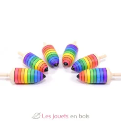 Toupie en bois Éclair arc-en-ciel 28 mm - Mader