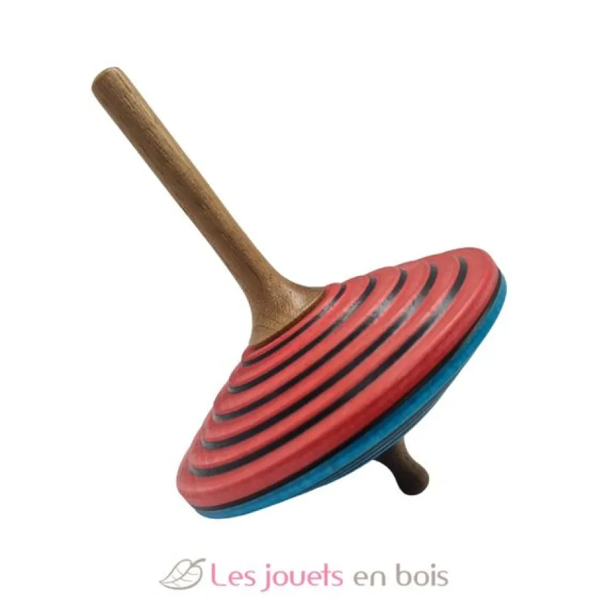 Toupie en bois Tukan rouge turquoise 75 mm - Mader