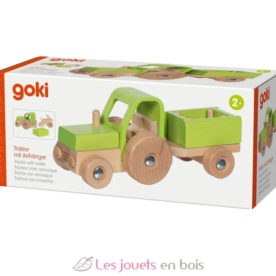 Tracteur avec remorque vert - Dès 2 ans - Goki