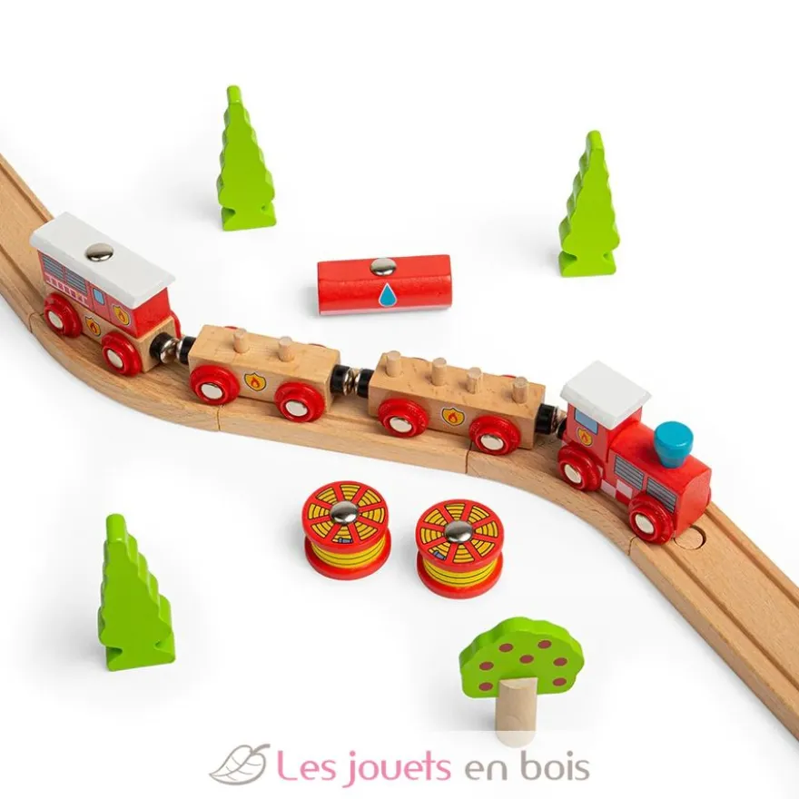 Train en bois Secours Incendie - Bigjigs Toys