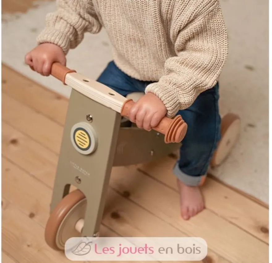Tricycle en bois vert olive - Little Dutch