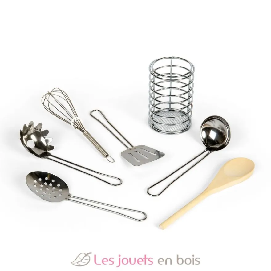 Ustensiles de cuisine bois et métal - Bigjigs Toys