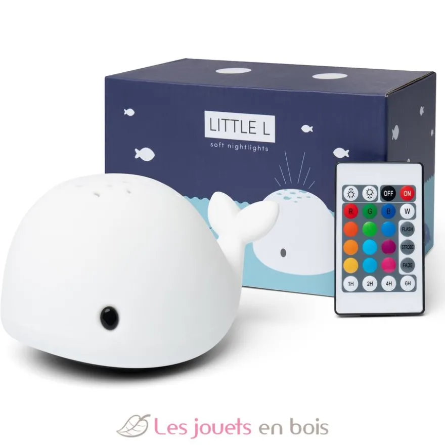 Veilleuse Baleine Wilda blanche avec télécommande - Little L