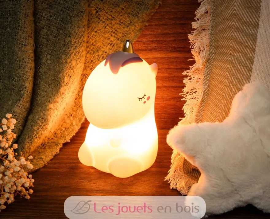Veilleuse Licorne rose pailletée avec télécommande - Little L