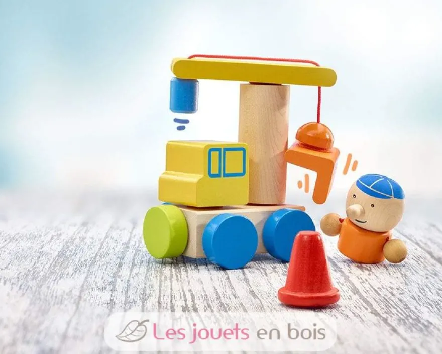 Véhicule de chantier en bois, velcro 8 pcs - Selecta