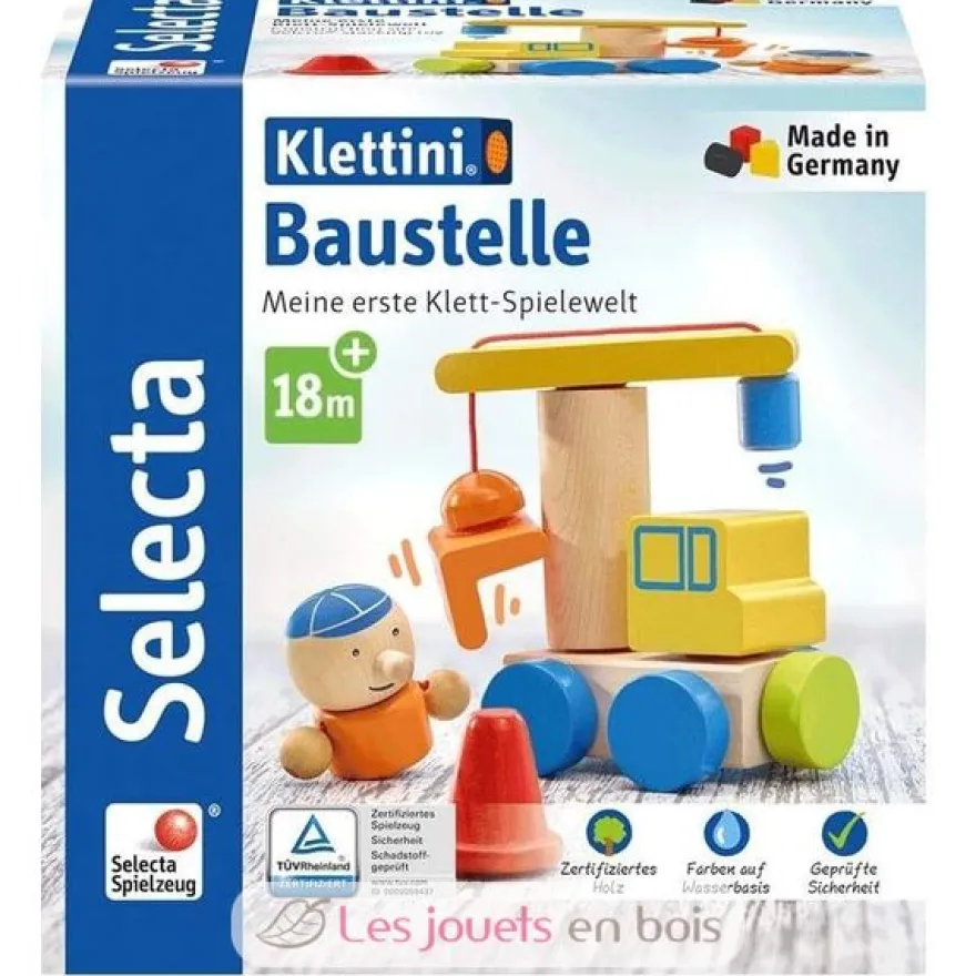 Véhicule de chantier en bois, velcro 8 pcs - Selecta