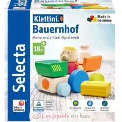 Véhicule de la ferme en bois, velcro 7 pcs - Selecta