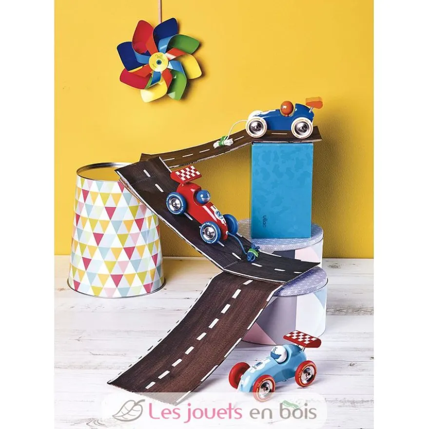 Voiture de course bleue et orange - Vilac