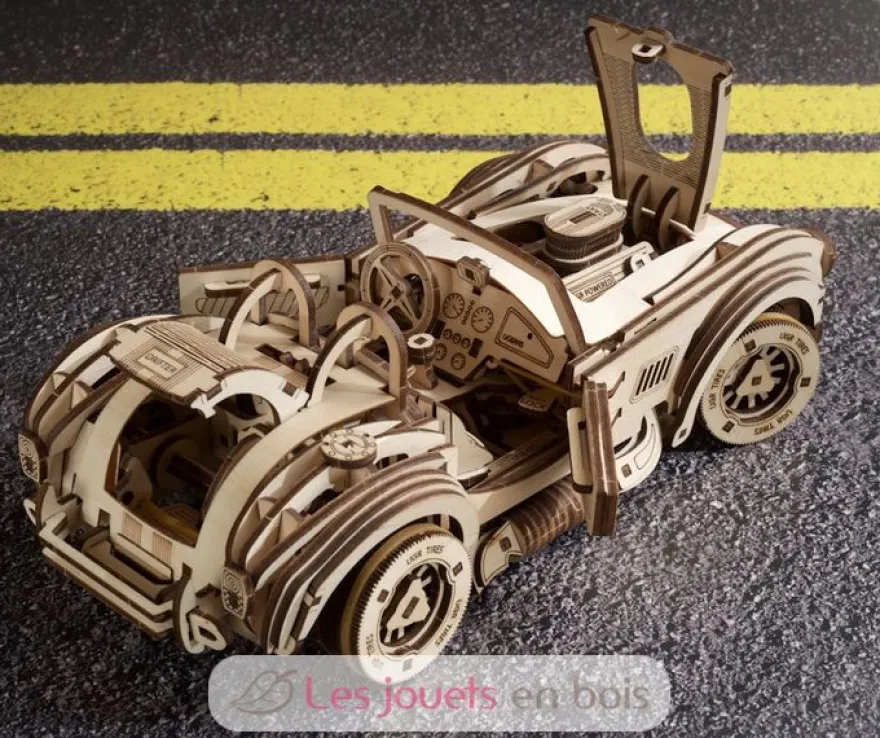 Voiture de course Drift Cobra - Puzzle 3D mécanique en bois - Ugears