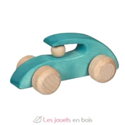 Voiture de course en bois à faire rouler - Bleue - Dès 1 an - Goki