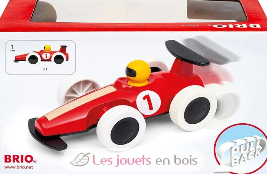 Voiture de course à rétrofriction rouge Brio