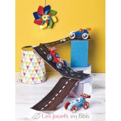 Voiture de course turquoise et rouge - Vilac