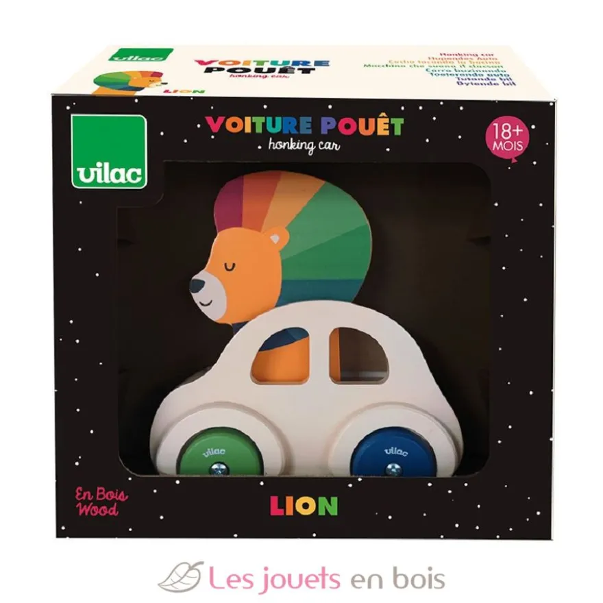 Voiture pouet pouet Lion beige - Vilac