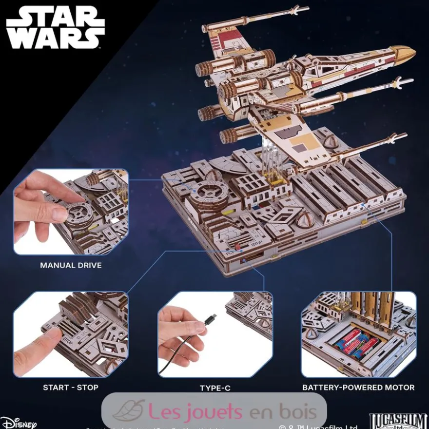 X-Wing de Luke Skywalker - Puzzle 3D mécanique en bois - Ugears