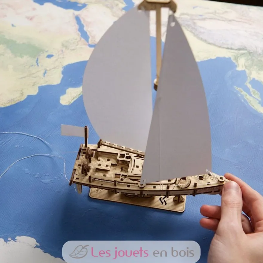 Yacht beauté de l'océan - Puzzle 3D mécanique en bois - Ugears