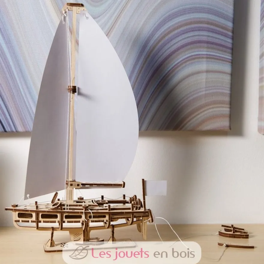 Yacht beauté de l'océan - Puzzle 3D mécanique en bois - Ugears